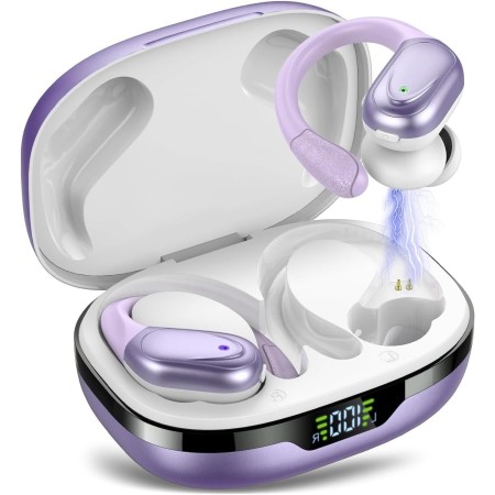 Auriculares Inalambricos, Auriculares Bluetooth 5.3 Deportivos con Gancho de la Oreja, 60H de Reproducción, Pantalla LED,