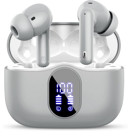 Auriculares Inalámbricos, Bluetooth 5.3 con HD Micrófono HiFi Estéreo Pantalla LED, Reducción de Ruido, 13 mm Controlador