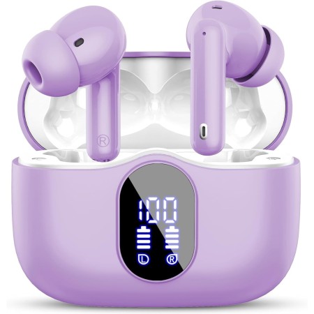 Auriculares Inalámbricos, Bluetooth 5.3 con HD Micrófono HiFi Estéreo Pantalla LED, Reducción de Ruido, 13 mm Controlador