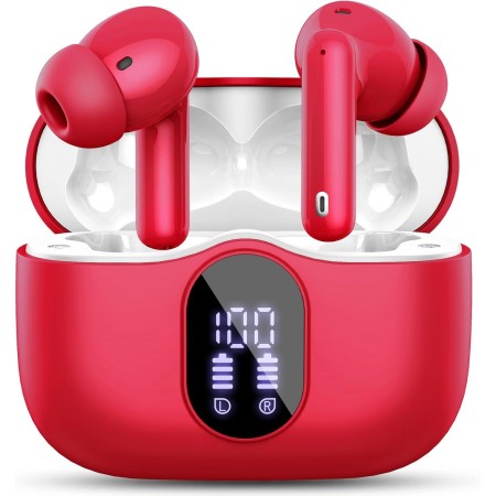 Auriculares Inalámbricos, Bluetooth 5.3 con HD Micrófono HiFi Estéreo Pantalla LED, Reducción de Ruido, 13 mm Controlador