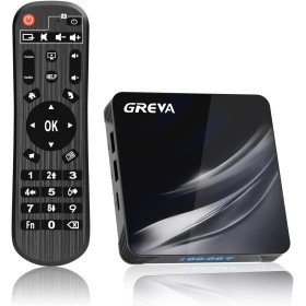 GREVA Android TV Box 11.0, 4K Android Box with Amlogic S905W2 CPU 4GB RAM 32GB ROM Dual-Band 2.4/5.8Ghz 10/100M Ethernet Support