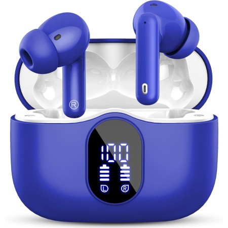 Auriculares Inalámbricos, Bluetooth 5.3 con HD Micrófono HiFi Estéreo Pantalla LED, Reducción de Ruido, 13 mm Controlador