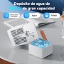 Aire Acondicionado Portatil, 4 en 1 Enfriador de Aire, 900ml Mini Aire Acondicionado con Asa, 3 Velocidades de Ventilador, Modo