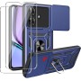 MEMELOKA Funda para Realme Note 60 4G + 2 Piezas Cristal Templado, Armor Carcasa Militar Antiarañazos con 360° Soporte de