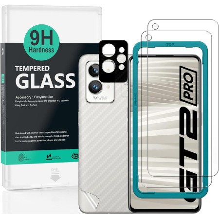 Ibywind Cristal Templado para Realme GT 2 Pro 5G 6.7",[2 Piezas],con Metálico Protector de Lente de Cámara,Atrás Pegatina