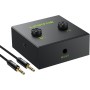 LiNKFOR Conmutador de Audio Estéreo 3.5mm,Mini Conmutador de Audio Bidireccional 2(1)-In-1(2)-out con 3.5mm Cable,Switch de
