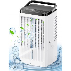 Aire acondicionado portátil, ventilador de 1.5L, 4 velocidades, iluminación LED de 7 colores, 2 funciones de pulverización y