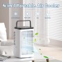 Aire acondicionado portátil, ventilador de 1.5L, 4 velocidades, iluminación LED de 7 colores, 2 funciones de pulverización y