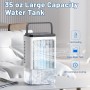 Aire acondicionado portátil, ventilador de 1.5L, 4 velocidades, iluminación LED de 7 colores, 2 funciones de pulverización y