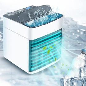 Mini Aire Acondicionado Portátil Tamaño Reducido Humidificador Purificador Filtra Aire Diferentes Luces LED Conexión USB