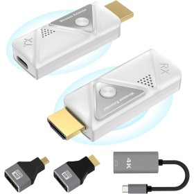 HDMI Inalámbrico Transmisor y Receptor, HDMI Wireless para Transmitir Vídeo y Audio en PC/Portátil a Monitor/TV Box/Proyector,