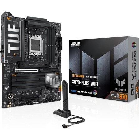 ASUS TUF Gaming X870-PLUS WiFi - Placa Base AMD ATX, 16+2+1(80A) etapas de Potencia, DDR5, PCIe 5.0 Compatible con GPU de última
