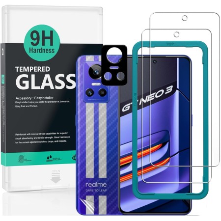 Ibywind Cristal Templado para Realme GT Neo 3 5G 6,7",con Metálico Protector de Lente,Resistente a los arañazos
