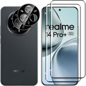 Lutree para Realme 14 Pro Plus Protector de Pantalla + Protector Cámara, [2+2 Piezas], Sin Burbujas 3D Cobertura Total Cristal