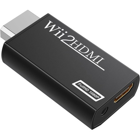 GANA Wii a HDMI Adaptador, Wii a HDMI convertidor Conector con Salida de vídeo de 1080p/720p y 3,5 mm Audio - Soporta Todos los