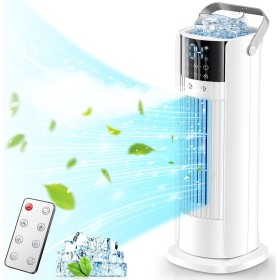 Aire Acondicionado Portátil, Ventilador con Refrigeración por agua, Humidificador con Mando a Distancia, Depósito de agua de 700