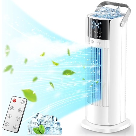 Aire Acondicionado Portátil, Ventilador con Refrigeración por agua, Humidificador con Mando a Distancia, Depósito de agua de 700