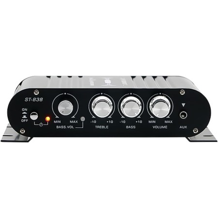 Ocnvlia Amplificador de Potencia -838 HiFi de 2.1 Canales, Amplificador de Sonido de Graves Estéreo de 80 W X 2 con Salida de