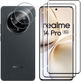 Lutree para Realme 14 Pro Cristal Templado, 2+2 Piezas 3D Protector de Pantalla + Protector de Lente de Cámara, Dureza 9H HD
