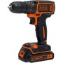 BLACK+DECKER Taladro Atornillador 18V, Par máximo 30Nm, Portabrocas 10mm, 1 Batería Litio 1.5Ah, Luz LED, Incluye Cargador 400mA