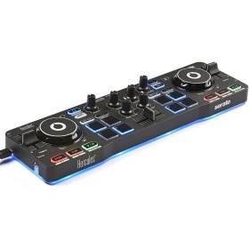 Hercules DJControl Starlight - Controladora DJ USB portatil de 2 pistas y 8 Pads, software Serato DJ Lite, para PC y MAC