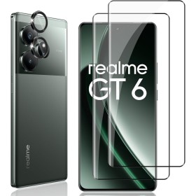 Locofun Protector de Pantalla para Realme GT 6 / GT 6T 5G, 2 Piezas Cristal Vidrio Templado y 2 Piezas Protector Lente Cámara,