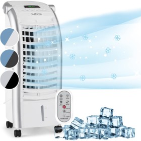 Klarstein Aire Acondicionado Portatil 4 en 1, Climatizador Aire 65 W Silencioso, Modo Noche 6L Humidifiicador, Ventilador,
