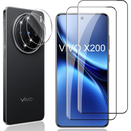 Locofun Protector de Pantalla para Realme GT 6 / GT 6T 5G, 2 Piezas Cristal Vidrio Templado y 2 Piezas Protector Lente Cámara,