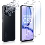 Dabuu 3 Piezas Protector de Pantalla para Realme C53 + 3 Piezas Protector de Lente de Cámara, 9H Dureza, Anti-Arañazos, HD