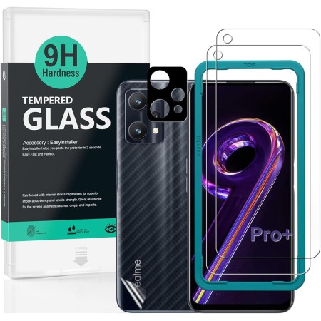 Ibywind Cristal Templado para Realme 9 4G 6,4"[2 Piezas],con Metálico Protector de Lente de Cámara,Atrás Pegatina Protectora
