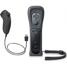 OSTENT 2 en 1 Mando a Distancia Construido en Motion Plus + Nunchuk para Nintendo Wii Juego - Negro