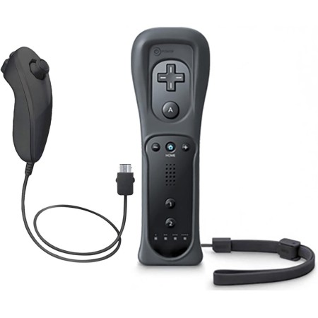 OSTENT 2 en 1 Mando a Distancia Construido en Motion Plus + Nunchuk para Nintendo Wii Juego - Negro