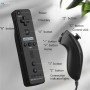 OSTENT 2 en 1 Mando a Distancia Construido en Motion Plus + Nunchuk para Nintendo Wii Juego - Negro