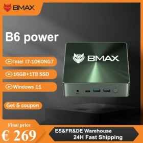 BMAX Mini PC B6POWER Intel Core I7-1060NG7 Windows 11 16GB RAM 1TB NVM