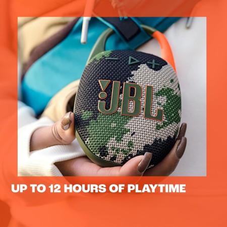 JBL Clip 5, Altavoz inalámbrico portátil con Bluetooth, resistente al agua y al polvo IP67, hasta 12h de reproducción y más con