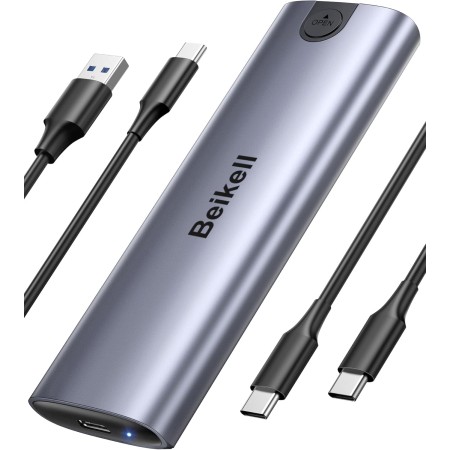 Beikell Carcasa M.2 NVMe SSD, Sin Herramientas USB 3.2 Gen 2×1 10Gbps Carcasa Adaptador, Caja Disco Duro Soporte