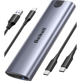Beikell Carcasa M.2 NVMe SSD, Sin Herramientas USB 3.2 Gen 2×1 10Gbps Carcasa Adaptador, Caja Disco Duro Soporte