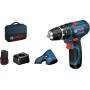 Bosch Professional 12V System GSB 12V-15 - Taladro percutor a batería (30 Nm, 1300 rpm, 2 baterías x 2.0 Ah, set 39 accesorios,