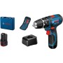 Bosch Professional 12V System GSB 12V-15 - Taladro percutor a batería (30 Nm, 1300 rpm, 2 baterías x 2.0 Ah, set 39 accesorios,