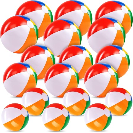 JOYIN Pelotas de Playa Arco Iris (Pack de 18), Combo de 18 Pelotas de Playa Hinchables de 20"/50.8cm (6pcs), 16"/40.6cm (6pcs) Y