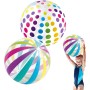 LUMOOM 2 pelotas de agua hinchables, 40 cm, pelotas de playa hinchables con válvula de seguridad, bolas de agua a rayas de