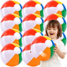 JOYIN Paquete de 12 Pelotas de Playa inflables de 16 Pulgadas, Grandes Pelotas de Playa arcoíris para Fiesta en la Piscina,