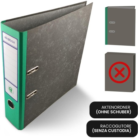 Netuno 10x Ekobox Archivador de Mármol color verde de 2 anillas 10 unidades 7,5 cm tamaño A4 de cartón para oficina estanterías