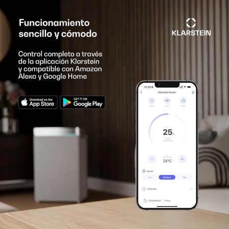 Klarstein Metrobreeze New York Smart 12k Aire Acondicionado Portátil - 12000 BTU, 35-59 m², Control App & Alexa, Ventilador &