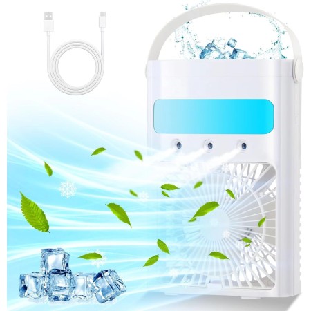 Aire acondicionado portátil, mini enfriador de aire portátil, 700 ml, enfriador de aire evaporativo con 3 velocidades,