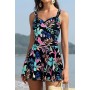 SHEKINI Mujer Bañador con Falda Traje de Baño Retro Cuello de V Acolchado Ruched Control Abdomen Halter Traje de Baño de Una