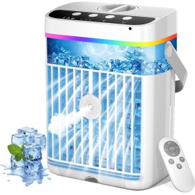 Aire Acondicionado Portatil, 1250ml Mini Aire Acondicionado, USB 4 en 1 Aire Acondicionadode 1/2/3 H, 3 Velocidades, 3 Niveles