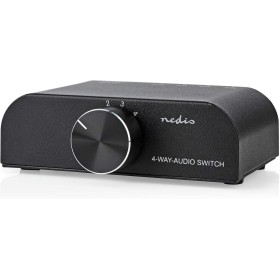 Nedis Interruptor de Audio analógico, Puerto de 4 Puertos, Conexiones, Entrada: 1 Entrada de Audio de 3,5 mm / 3 x (2 Conectores