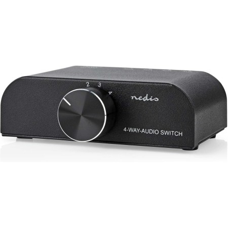 Nedis Interruptor de Audio analógico, Puerto de 4 Puertos, Conexiones, Entrada: 1 Entrada de Audio de 3,5 mm / 3 x (2 Conectores