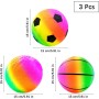 3 Piezas Balón de Fútbol Blandas para Niños, Pelota de Playa Inflable de PVC, Pelota de Arcoíris, Pelota Hinchable, Bola de
